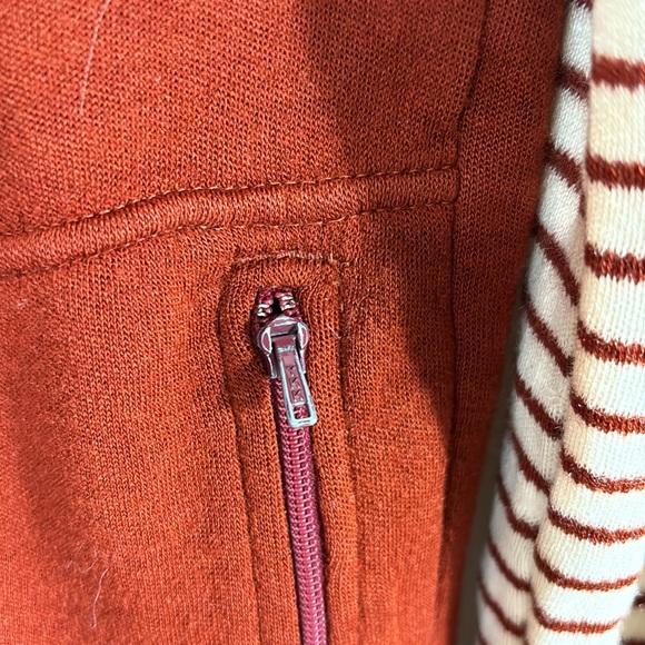 Vintage 70s zip Up Striped Women's large Retro Casual Rust - Picture 4 of 8